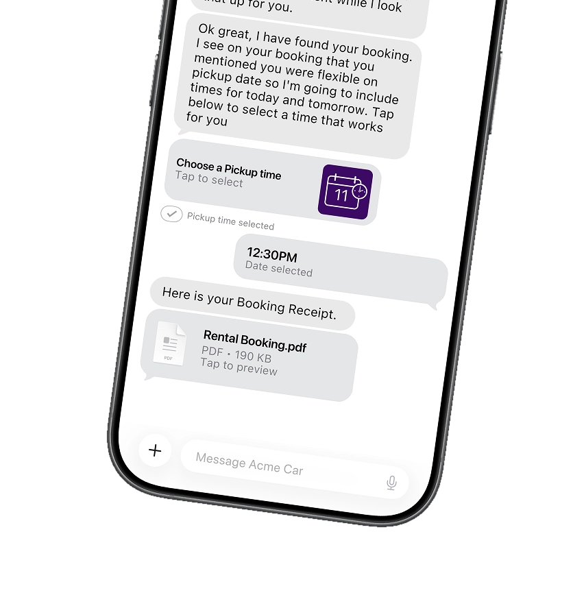 Rental booking PDF delivered in the thread